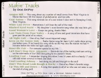CD-4100, Don DePoy, Makin' Tracks, 2002, CD Rear Tray Insert