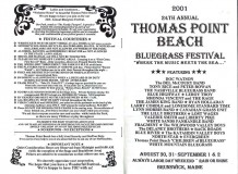 PROG-0013, 2001 Thomas Point Beach Bluegrass Festival, Front & Back Covers