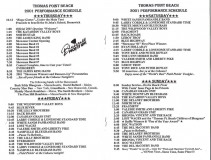 PROG-0014, 2001 Thomas Point Beach Bluegrass Festival, Thursday-Sunday Schedule