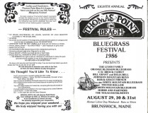 PROG-0008, 1986 Thomas Point Beach Bluegrass Festival, Front & Back Covers
