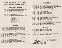 PROG-0153, Blistered Fingers Bluegrass Festival, 20th, 2003