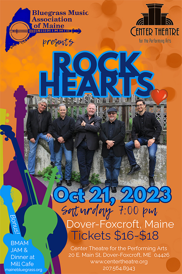 rock hearts poster for october 2023 | Bluegrass Music Association of Maine
